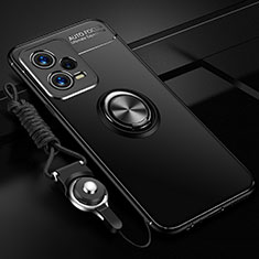 Coque Ultra Fine Silicone Souple Housse Etui avec Support Bague Anneau Aimante Magnetique SD3 pour Xiaomi Poco X5 5G Noir