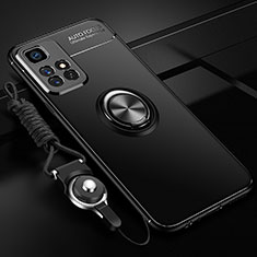 Coque Ultra Fine Silicone Souple Housse Etui avec Support Bague Anneau Aimante Magnetique SD3 pour Xiaomi Redmi 10 (2022) Noir