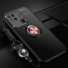 Coque Ultra Fine Silicone Souple Housse Etui avec Support Bague Anneau Aimante Magnetique SD3 pour Xiaomi Redmi 9 India Or et Noir
