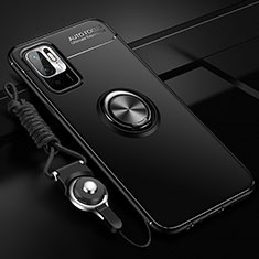 Coque Ultra Fine Silicone Souple Housse Etui avec Support Bague Anneau Aimante Magnetique SD3 pour Xiaomi Redmi Note 10T 5G Noir