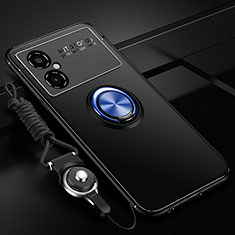 Coque Ultra Fine Silicone Souple Housse Etui avec Support Bague Anneau Aimante Magnetique SD3 pour Xiaomi Redmi Note 11R 5G Bleu et Noir