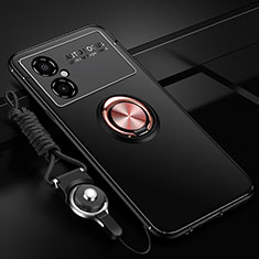 Coque Ultra Fine Silicone Souple Housse Etui avec Support Bague Anneau Aimante Magnetique SD3 pour Xiaomi Redmi Note 11R 5G Or et Noir