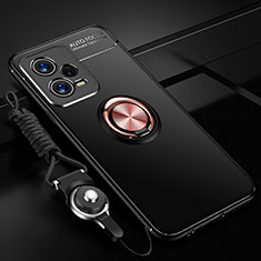 Coque Ultra Fine Silicone Souple Housse Etui avec Support Bague Anneau Aimante Magnetique SD3 pour Xiaomi Redmi Note 12 5G Or et Noir