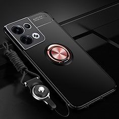 Coque Ultra Fine Silicone Souple Housse Etui avec Support Bague Anneau Aimante Magnetique SD3 pour Xiaomi Redmi Note 13 Pro 5G Or et Noir