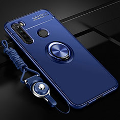 Coque Ultra Fine Silicone Souple Housse Etui avec Support Bague Anneau Aimante Magnetique SD3 pour Xiaomi Redmi Note 8 (2021) Bleu