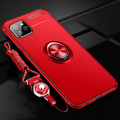 Coque Ultra Fine Silicone Souple Housse Etui avec Support Bague Anneau Aimante Magnetique T01 pour Apple iPhone 11 Pro Rouge