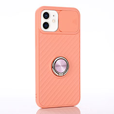Coque Ultra Fine Silicone Souple Housse Etui avec Support Bague Anneau Aimante Magnetique T01 pour Apple iPhone 12 Orange