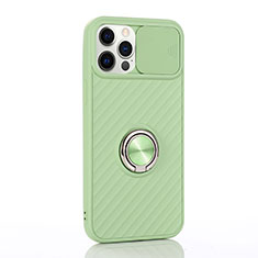 Coque Ultra Fine Silicone Souple Housse Etui avec Support Bague Anneau Aimante Magnetique T01 pour Apple iPhone 12 Pro Pastel Vert