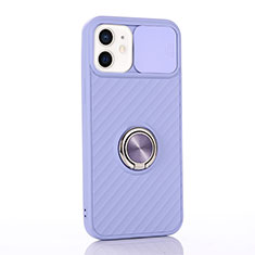 Coque Ultra Fine Silicone Souple Housse Etui avec Support Bague Anneau Aimante Magnetique T01 pour Apple iPhone 12 Violet Clair