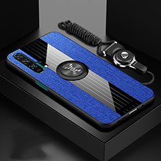 Coque Ultra Fine Silicone Souple Housse Etui avec Support Bague Anneau Aimante Magnetique T01 pour Huawei Honor 20 Pro Bleu