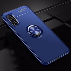 Coque Ultra Fine Silicone Souple Housse Etui avec Support Bague Anneau Aimante Magnetique T01 pour Huawei Honor 20S Bleu