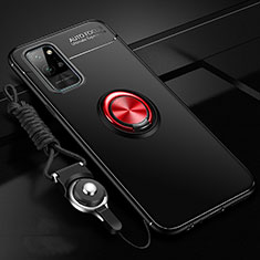 Coque Ultra Fine Silicone Souple Housse Etui avec Support Bague Anneau Aimante Magnetique T01 pour Huawei Honor Play4 Pro 5G Rouge et Noir