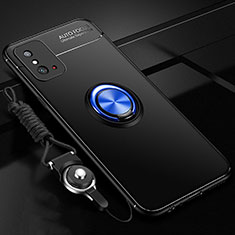Coque Ultra Fine Silicone Souple Housse Etui avec Support Bague Anneau Aimante Magnetique T01 pour Huawei Honor X10 Max 5G Bleu et Noir