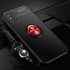Coque Ultra Fine Silicone Souple Housse Etui avec Support Bague Anneau Aimante Magnetique T01 pour Huawei Honor X10 Max 5G Rouge et Noir