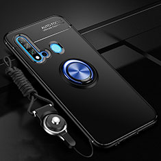 Coque Ultra Fine Silicone Souple Housse Etui avec Support Bague Anneau Aimante Magnetique T01 pour Huawei Nova 5i Bleu et Noir