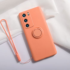 Coque Ultra Fine Silicone Souple Housse Etui avec Support Bague Anneau Aimante Magnetique T01 pour Huawei P40 Orange