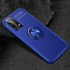 Coque Ultra Fine Silicone Souple Housse Etui avec Support Bague Anneau Aimante Magnetique T01 pour Huawei P40 Pro+ Plus Bleu