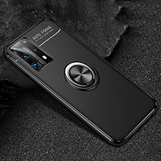 Coque Ultra Fine Silicone Souple Housse Etui avec Support Bague Anneau Aimante Magnetique T01 pour Huawei P40 Pro+ Plus Noir