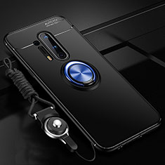 Coque Ultra Fine Silicone Souple Housse Etui avec Support Bague Anneau Aimante Magnetique T01 pour OnePlus 8 Pro Bleu et Noir