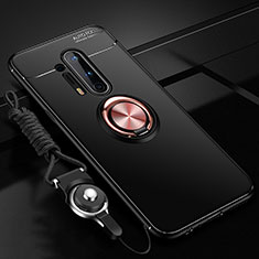 Coque Ultra Fine Silicone Souple Housse Etui avec Support Bague Anneau Aimante Magnetique T01 pour OnePlus 8 Pro Or et Noir