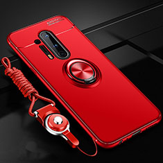 Coque Ultra Fine Silicone Souple Housse Etui avec Support Bague Anneau Aimante Magnetique T01 pour OnePlus 8 Pro Rouge
