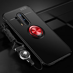 Coque Ultra Fine Silicone Souple Housse Etui avec Support Bague Anneau Aimante Magnetique T01 pour OnePlus 8 Pro Rouge et Noir