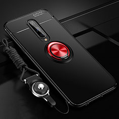 Coque Ultra Fine Silicone Souple Housse Etui avec Support Bague Anneau Aimante Magnetique T01 pour OnePlus 8 Rouge et Noir