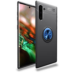 Coque Ultra Fine Silicone Souple Housse Etui avec Support Bague Anneau Aimante Magnetique T01 pour Samsung Galaxy Note 10 5G Bleu et Noir