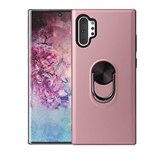 Coque Ultra Fine Silicone Souple Housse Etui avec Support Bague Anneau Aimante Magnetique T01 pour Samsung Galaxy Note 10 Plus 5G Or Rose