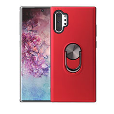 Coque Ultra Fine Silicone Souple Housse Etui avec Support Bague Anneau Aimante Magnetique T01 pour Samsung Galaxy Note 10 Plus 5G Rouge