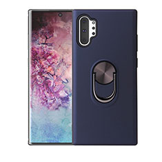 Coque Ultra Fine Silicone Souple Housse Etui avec Support Bague Anneau Aimante Magnetique T01 pour Samsung Galaxy Note 10 Plus Bleu
