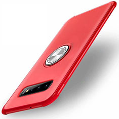 Coque Ultra Fine Silicone Souple Housse Etui avec Support Bague Anneau Aimante Magnetique T01 pour Samsung Galaxy S10 Rouge