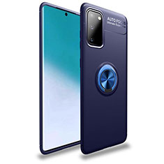 Coque Ultra Fine Silicone Souple Housse Etui avec Support Bague Anneau Aimante Magnetique T01 pour Samsung Galaxy S20 5G Bleu