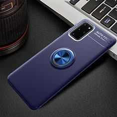 Coque Ultra Fine Silicone Souple Housse Etui avec Support Bague Anneau Aimante Magnetique T01 pour Samsung Galaxy S20 Plus 5G Bleu