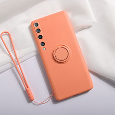 Coque Ultra Fine Silicone Souple Housse Etui avec Support Bague Anneau Aimante Magnetique T01 pour Xiaomi Mi 10 Orange