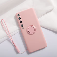 Coque Ultra Fine Silicone Souple Housse Etui avec Support Bague Anneau Aimante Magnetique T01 pour Xiaomi Mi 10 Rose