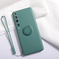 Coque Ultra Fine Silicone Souple Housse Etui avec Support Bague Anneau Aimante Magnetique T01 pour Xiaomi Mi 10 Vert