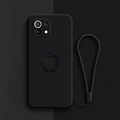 Coque Ultra Fine Silicone Souple Housse Etui avec Support Bague Anneau Aimante Magnetique T01 pour Xiaomi Mi 11 5G Noir