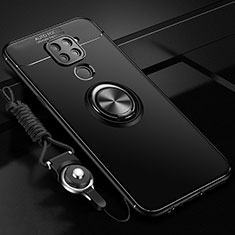 Coque Ultra Fine Silicone Souple Housse Etui avec Support Bague Anneau Aimante Magnetique T01 pour Xiaomi Redmi 10X 4G Noir