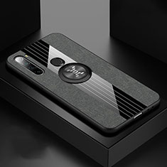 Coque Ultra Fine Silicone Souple Housse Etui avec Support Bague Anneau Aimante Magnetique T01 pour Xiaomi Redmi Note 8 (2021) Gris