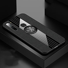 Coque Ultra Fine Silicone Souple Housse Etui avec Support Bague Anneau Aimante Magnetique T01 pour Xiaomi Redmi Note 8 (2021) Noir