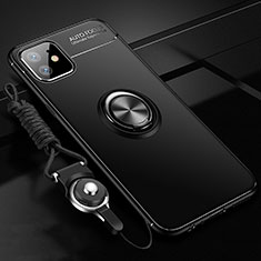 Coque Ultra Fine Silicone Souple Housse Etui avec Support Bague Anneau Aimante Magnetique T02 pour Apple iPhone 11 Noir