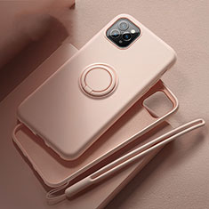 Coque Ultra Fine Silicone Souple Housse Etui avec Support Bague Anneau Aimante Magnetique T02 pour Apple iPhone 11 Pro Max Rose