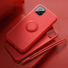 Coque Ultra Fine Silicone Souple Housse Etui avec Support Bague Anneau Aimante Magnetique T02 pour Apple iPhone 11 Pro Rouge