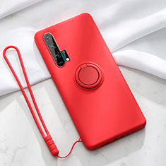 Coque Ultra Fine Silicone Souple Housse Etui avec Support Bague Anneau Aimante Magnetique T02 pour Huawei Honor 20 Pro Rouge