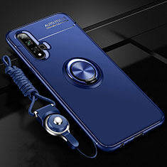 Coque Ultra Fine Silicone Souple Housse Etui avec Support Bague Anneau Aimante Magnetique T02 pour Huawei Honor 20S Bleu