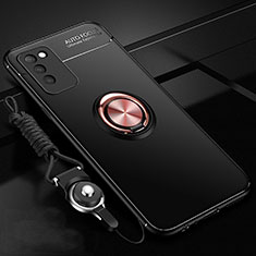 Coque Ultra Fine Silicone Souple Housse Etui avec Support Bague Anneau Aimante Magnetique T02 pour Huawei Honor 30 Lite 5G Or et Noir