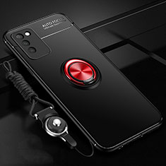 Coque Ultra Fine Silicone Souple Housse Etui avec Support Bague Anneau Aimante Magnetique T02 pour Huawei Honor 30 Lite 5G Rouge et Noir