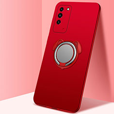 Coque Ultra Fine Silicone Souple Housse Etui avec Support Bague Anneau Aimante Magnetique T02 pour Huawei Honor X10 5G Rouge