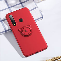 Coque Ultra Fine Silicone Souple Housse Etui avec Support Bague Anneau Aimante Magnetique T02 pour Huawei P Smart+ Plus (2019) Rouge